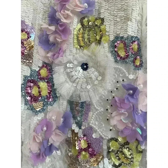 Mac Duggal Mini Dress 2 XS Sequined Embellished Mixed Floral Mini 93628 Cocktail - Picture 6 of 10